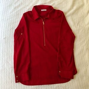 Calvin Klein Red Polyester Blouse